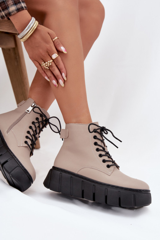   pašiltinti Moteriški aulinukai su platforma Vinceza 66803 smėlio spalvos