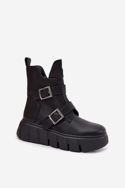   pašiltinti Moteriški aulinukai su platforma su sagtimis Vinceza 66842 Juodos spalvos