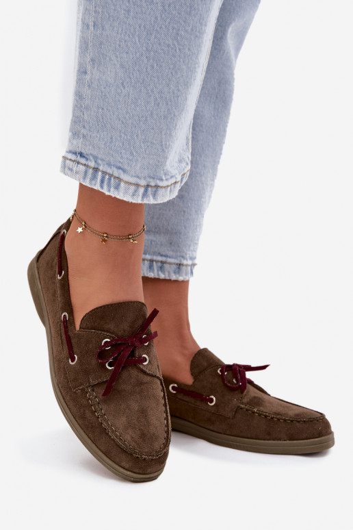 batai moteriški mokasinai su stilingomis detalėmis chaki spalvos Calivra