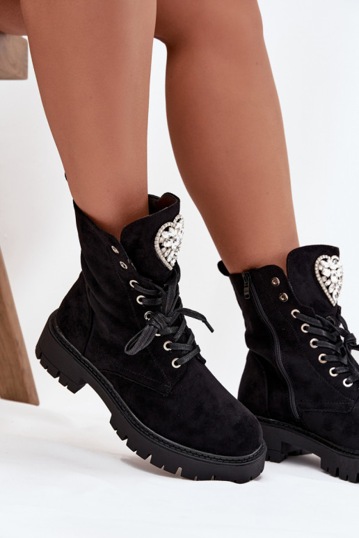 aulinukai  su spindinčiomis akutėmis Na Języku Juodos spalvos Rosira aulinukai  su spindinčiomis akutėmis Na Języku Juodos spalvos Rosira