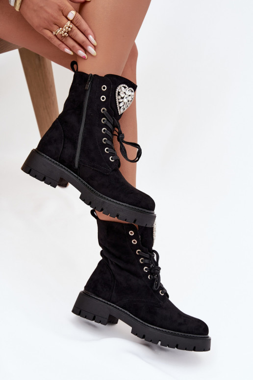 aulinukai  su spindinčiomis akutėmis Na Języku Juodos spalvos Rosira aulinukai  su spindinčiomis akutėmis Na Języku Juodos spalvos Rosira