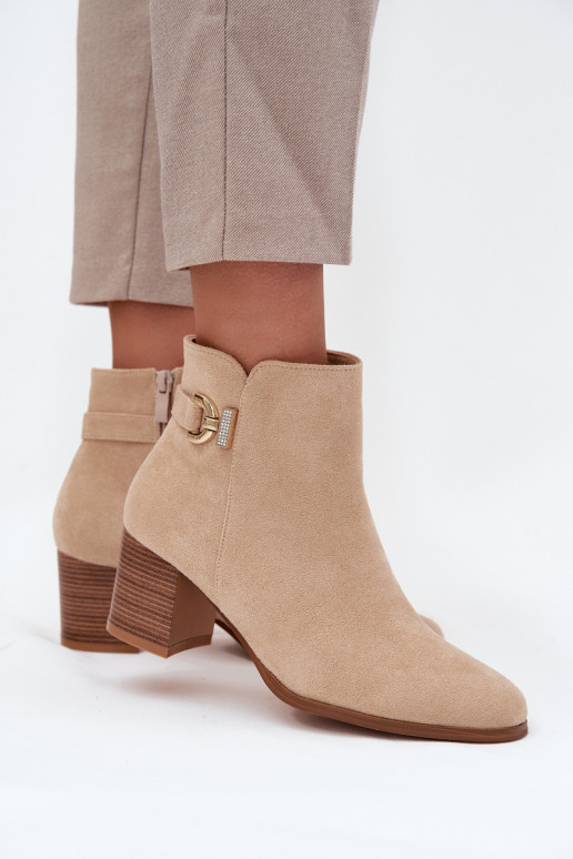 pašiltinti Moteriški aulinukai Ze aukso spalvosm Detalem smėlio spalvos Renora