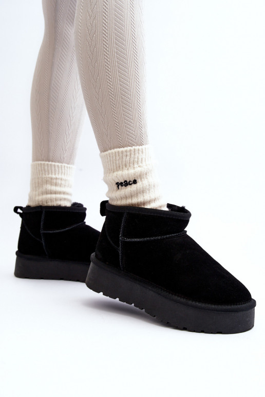  iš zomšos  sniego batai Juodos spalvos Nucca