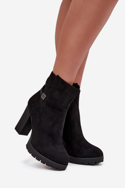 pašiltinti Moteriški aulinukai su dekoruotais kulnais Juodos spalvos Zayna