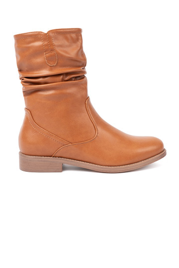 Komfortowe batai karmelowe z marszczeniami