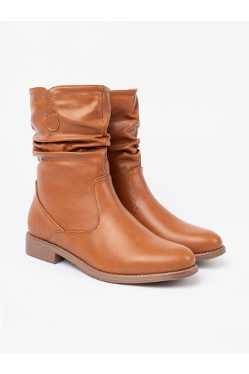 Komfortowe batai karmelowe z marszczeniami 2