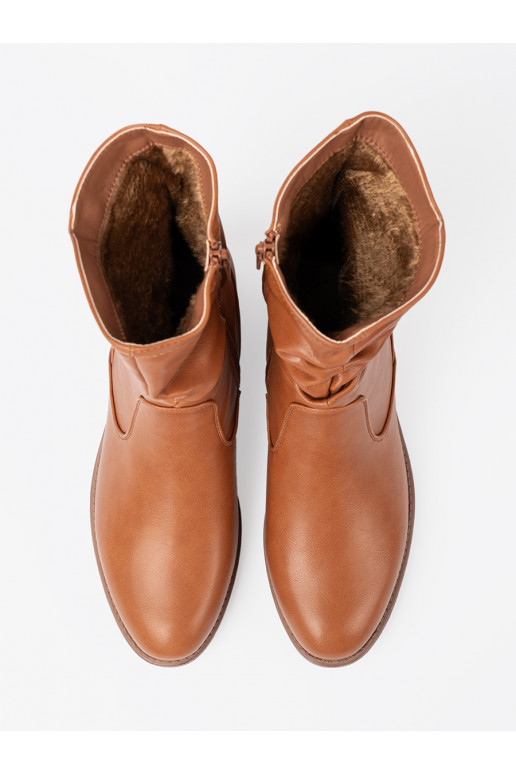 Komfortowe batai karmelowe z marszczeniami