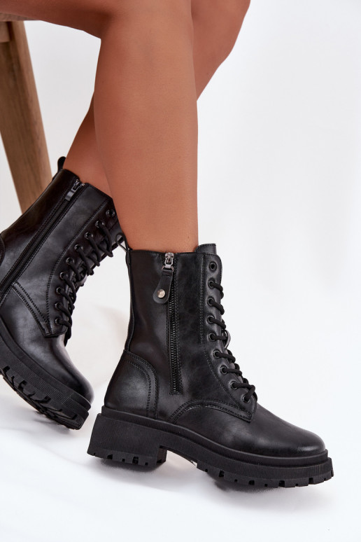 aulinukai  pašiltinti Z Podwójnym Zamkiem Juodos spalvos Perlina