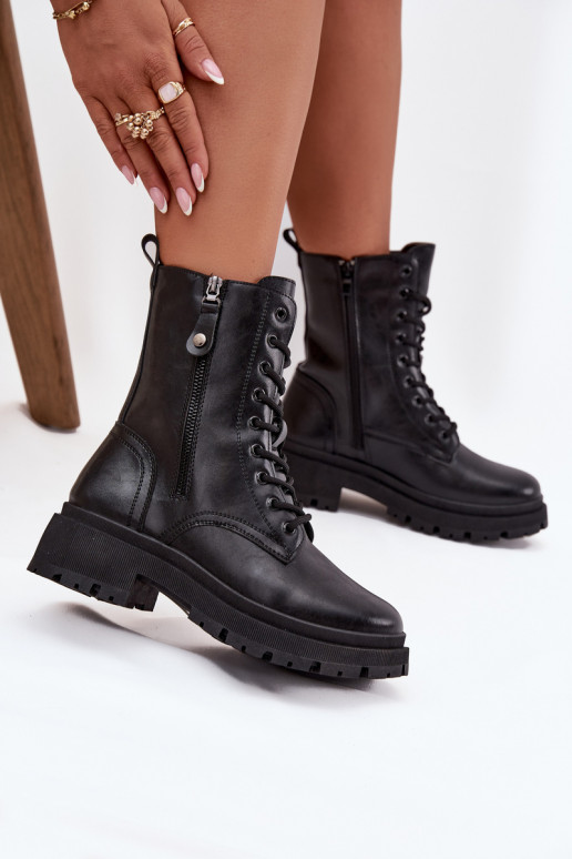 aulinukai  pašiltinti Z Podwójnym Zamkiem Juodos spalvos Perlina