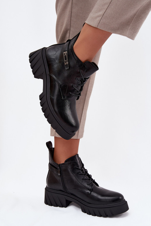  pašiltinti Moteriški aulinukai  su dekoruotais kulnais Juodos spalvos Therisse