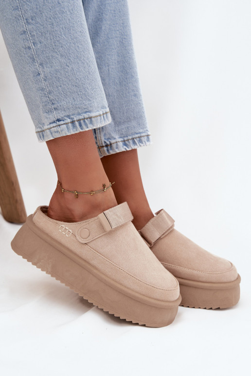 sniego batai  su platforma Z su limpančiu užsegimuem dramblio kaulo spalvos Jorielle