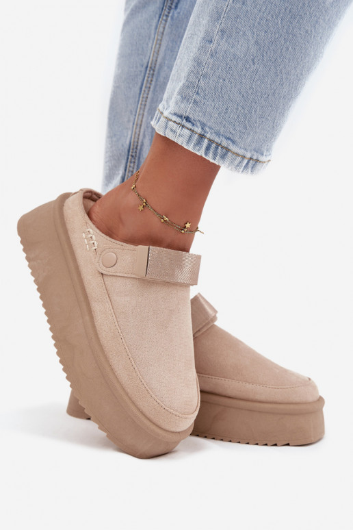 sniego batai  su platforma Z su limpančiu užsegimuem dramblio kaulo spalvos Jorielle