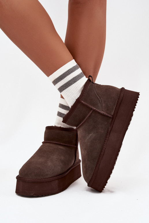 iš zomšos sniego batai  su platforma Vinceza 97962 Czekoladowe