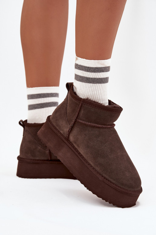 iš zomšos sniego batai  su platforma Vinceza 97962 Czekoladowe