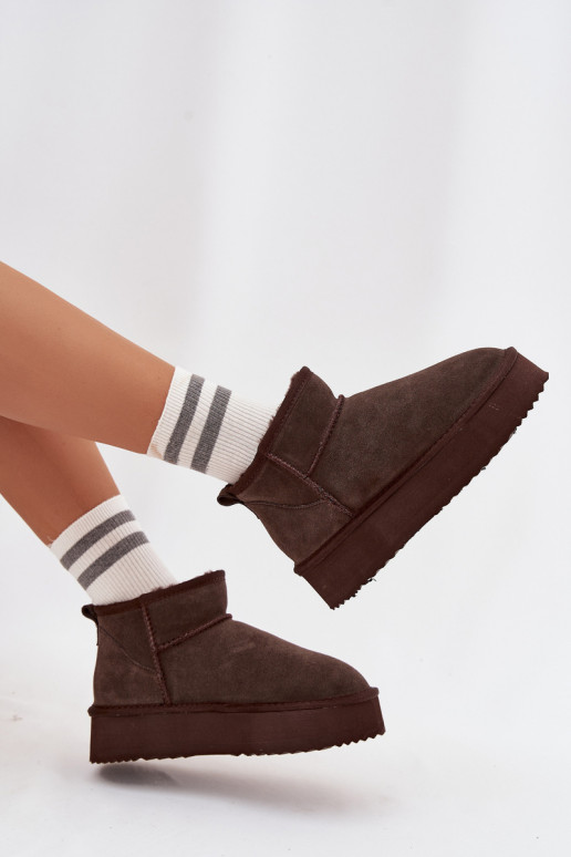 iš zomšos sniego batai  su platforma Vinceza 97962 Czekoladowe