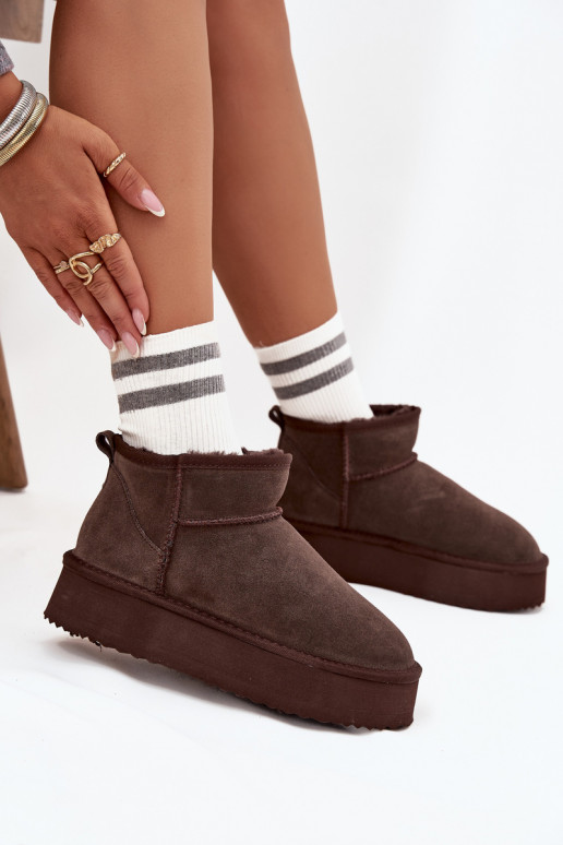 iš zomšos sniego batai  su platforma Vinceza 97962 Czekoladowe