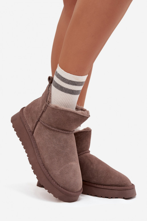 sniego batai Z Naturalnego Zamszu pašiltinti su kailiuku viduje Vinceza 97961 rudos spalvos