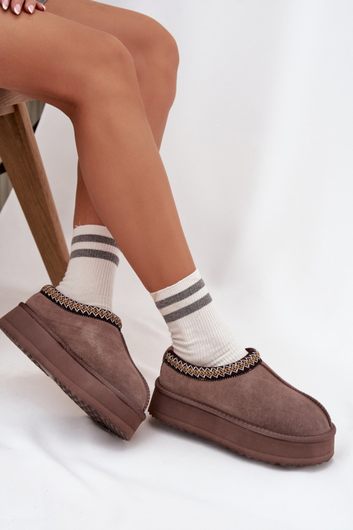  iš zomšos sniego batai  Z Haftem su platforma Vinceza 97960 rudos spalvos