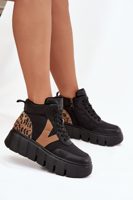 Aulinukai  su platforma pašiltinti Vinceza 66838 Juodos spalvos