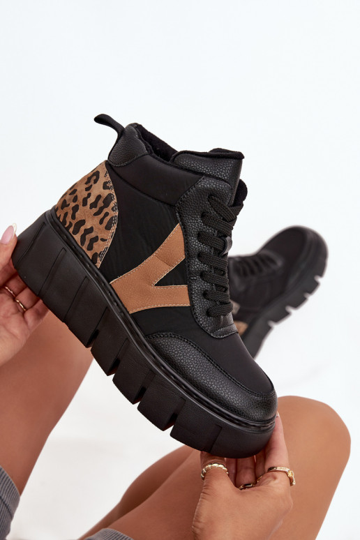 Aulinukai  su platforma pašiltinti Vinceza 66838 Juodos spalvos