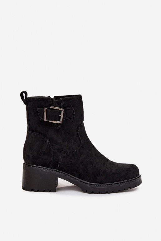 pašiltinti Moteriški aulinukai žemu kulniuku Klocku su sagtimis Juodos spalvos Helvina