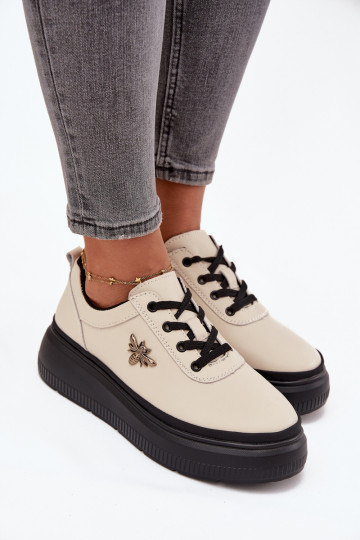 batai  su platforma Z Przypinką Vinceza 41495 smėlio spalvos