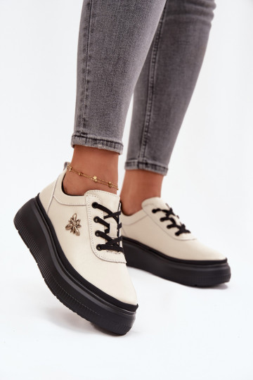 batai  su platforma Z Przypinką Vinceza 41495 smėlio spalvos 2