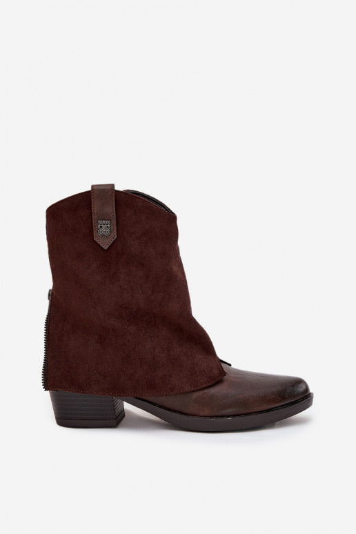 pašiltinti kaubojiško stiliaus aulinukai su kulniukais Czekoladowe Sylvette