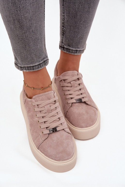 iš zomšos  modelio batai  su platforma Vinceza 79578 smėlio spalvos