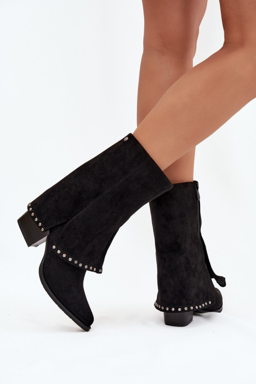 Šilti ilgaauliai batai Z Wywiniętą Cholewką Vinceza 16516 Juodos spalvos