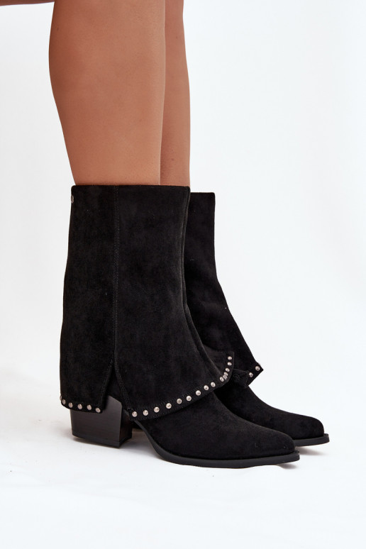 Šilti ilgaauliai batai Z Wywiniętą Cholewką Vinceza 16516 Juodos spalvos