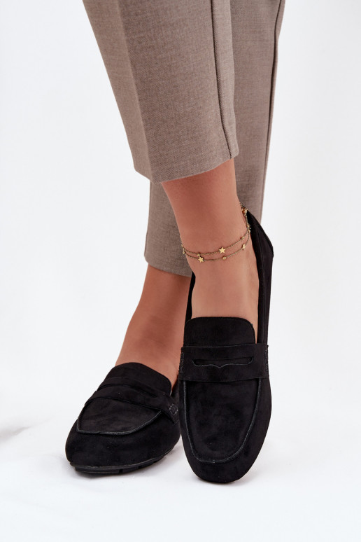 Mokasinai moteriški mokasinai lygiapadžiai Juodos spalvos Roseline