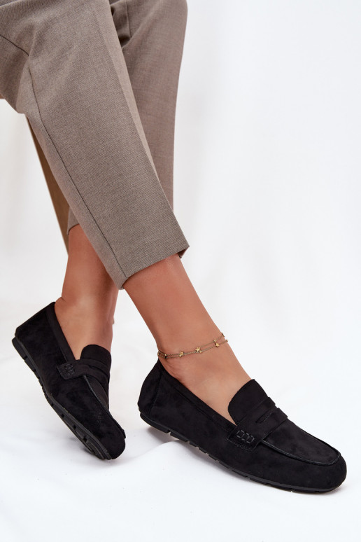 Mokasinai moteriški mokasinai lygiapadžiai Juodos spalvos Roseline