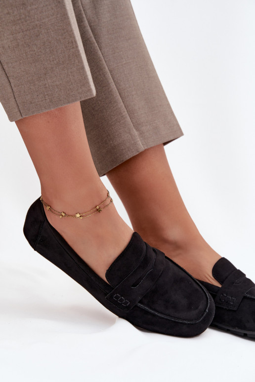 Mokasinai moteriški mokasinai lygiapadžiai Juodos spalvos Roseline