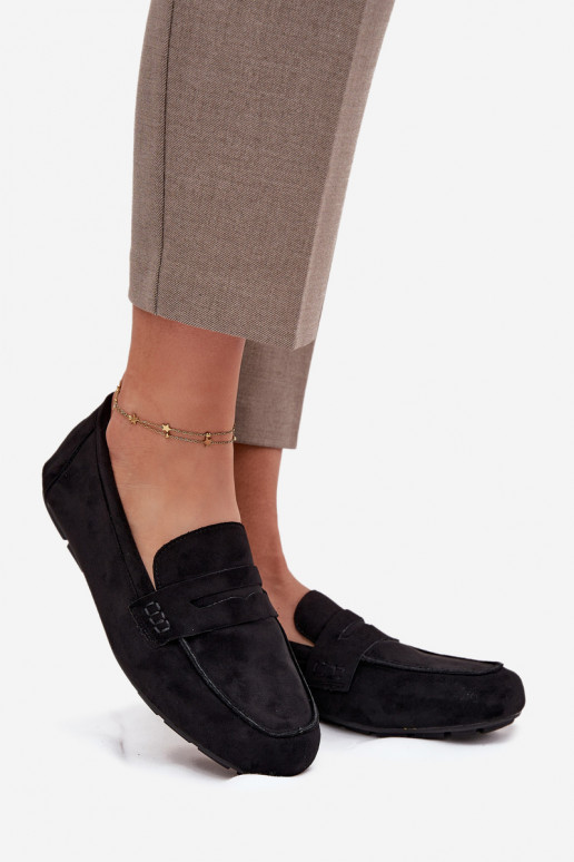 Mokasinai moteriški mokasinai lygiapadžiai Juodos spalvos Roseline