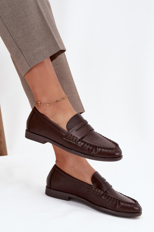 batai Mokasinai  iš eko odos rudos spalvos Lilith