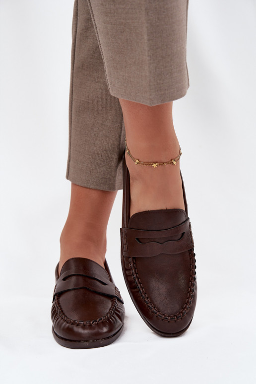 batai Mokasinai  iš eko odos rudos spalvos Lilith