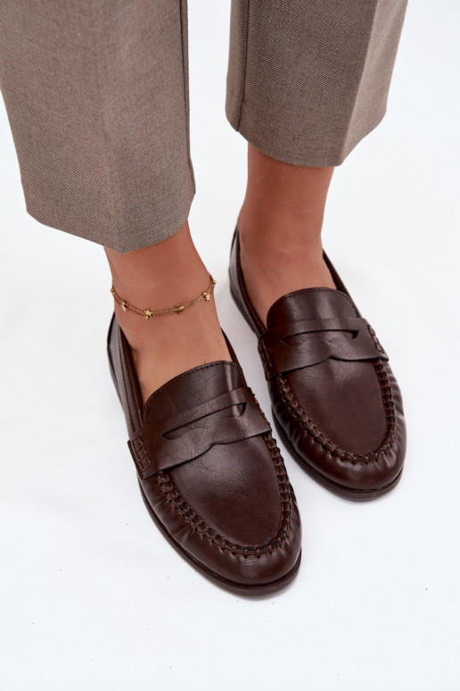 batai Mokasinai  iš eko odos rudos spalvos Lilith