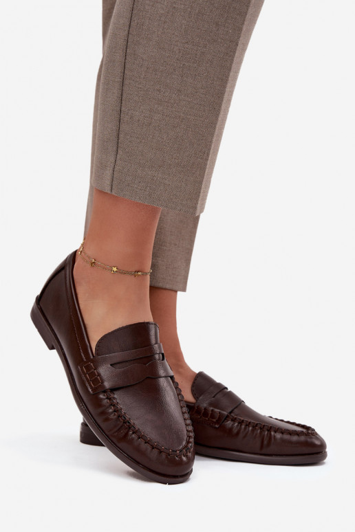 batai Mokasinai  iš eko odos rudos spalvos Lilith