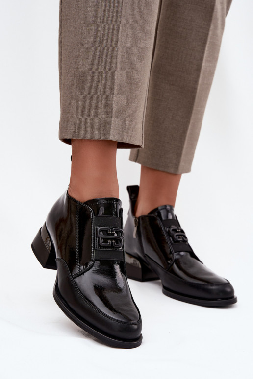 su lako efektu   batai  žemu kulniuku  Detalem Vinceza 91161 Juodos spalvos su lako efektu   batai  žemu kulniuku  Detalem Vinceza 91161 Juodos spalvos