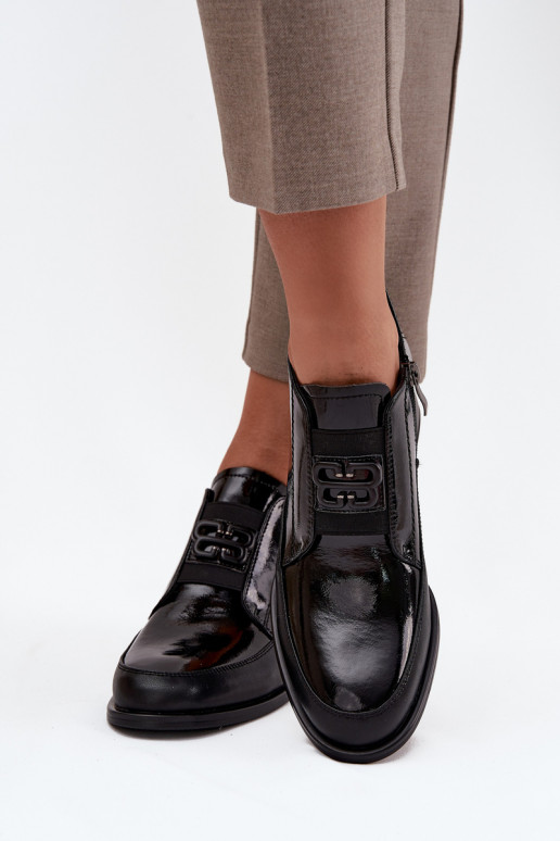 su lako efektu   batai  žemu kulniuku  Detalem Vinceza 91161 Juodos spalvos su lako efektu   batai  žemu kulniuku  Detalem Vinceza 91161 Juodos spalvos