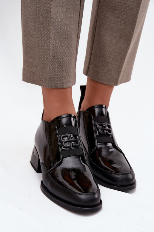 su lako efektu   batai  žemu kulniuku  Detalem Vinceza 91161 Juodos spalvos su lako efektu   batai  žemu kulniuku  Detalem Vinceza 91161 Juodos spalvos