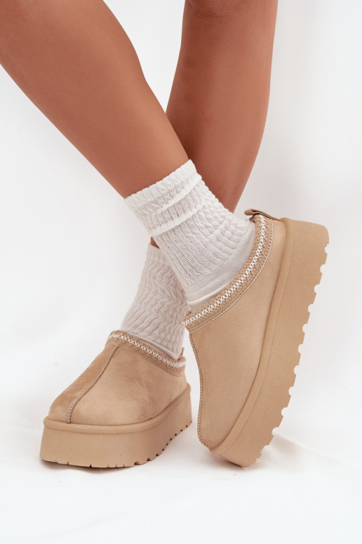 Dramblio kaulo spalvos Įjungtarirya žemakulniai moteriški sniego batai su platforma ir kailiuku