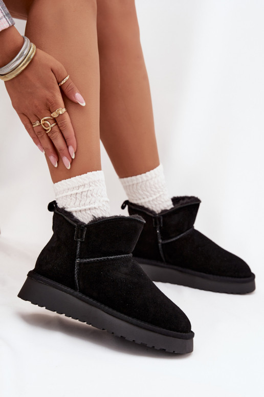 sniego batai Z Naturalnego Zamszu pašiltinti su kailiuku viduje Vinceza 97961 Juodos spalvos