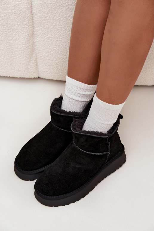 sniego batai Z Naturalnego Zamszu pašiltinti su kailiuku viduje Vinceza 97961 Juodos spalvos