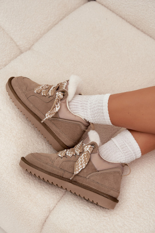 iš zomšos sniego batai  su kailiuku I Grubym m Vinceza 97963 smėlio spalvos