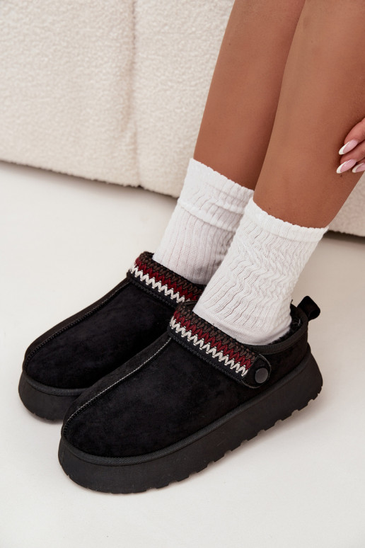 sniego batai  Z Ruchomym em I Haftem su platforma Juodos spalvos Lyrisse