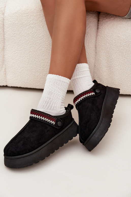 sniego batai  Z Ruchomym em I Haftem su platforma Juodos spalvos Lyrisse