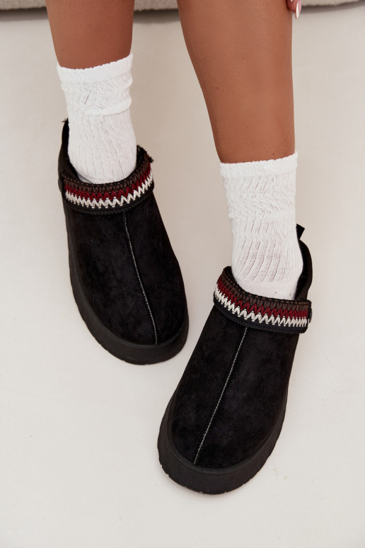 sniego batai  Z Ruchomym em I Haftem su platforma Juodos spalvos Lyrisse