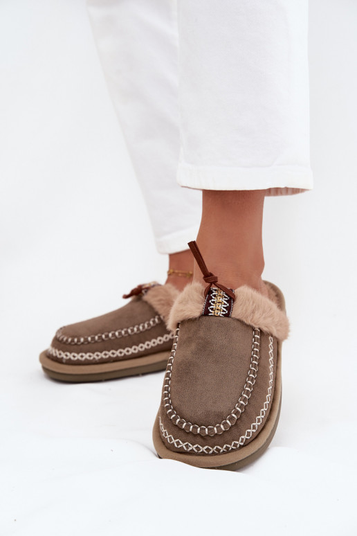 Šlepetės  su kailiuku I Haftem žalios spalvos Perivelle